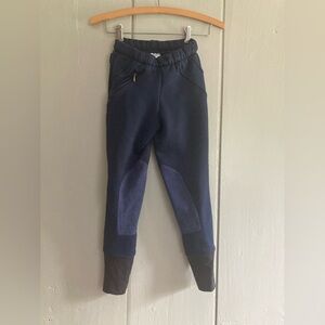 Tuff Rider 10 Kids Youth Navy Riding Pants Stretch Fleece Knee Patch Pull Ons